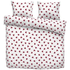 Dekbedovertrek Wies - Wit/rood - 200x200/220 Cm