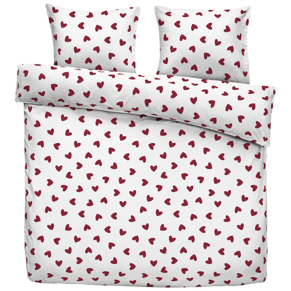 Dekbedovertrek Wies - Wit/rood - 200x200/220 Cm 3 Dekbedovertrek Wies - Wit/rood - 200x200/220 Cm