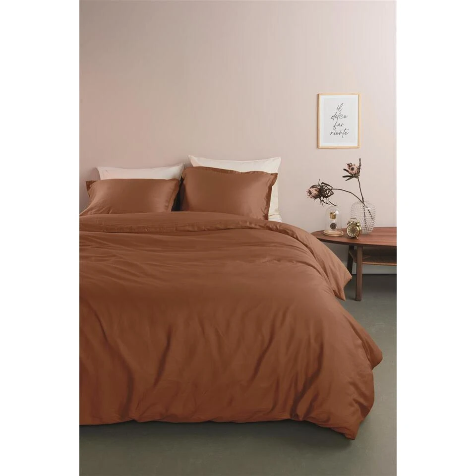 Ambiante Satin Uni Dekbedovertrek - 140x200/220 - Bruin 5 Ambiante Satin Uni Dekbedovertrek - 140x200/220 - Bruin - Afbeelding 3