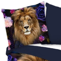 Pure Dekbedovertrek "leeuw Met Bloemen" - Multi - (200x200/220 Cm) - Microfiber -Winkel Voor Premium Beddengoed 3702bfaa999a46ecb98362a996a02316