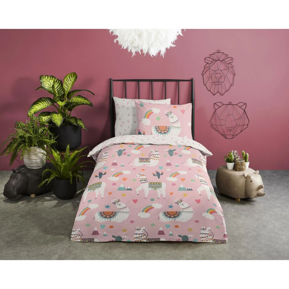 Pure Kinderdekbedovertrek "lama / Alpaca" - Roze - (140x200/220 Cm) - Microfiber 4 Pure Kinderdekbedovertrek "lama / Alpaca" - Roze - (140x200/220 Cm) - Microfiber - Afbeelding 2