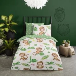 Good Morning Monkey Town Kinderdekbedovertrek Groen -Winkel Voor Premium Beddengoed 3c7969bd4aa248f3a779407b85fbf561