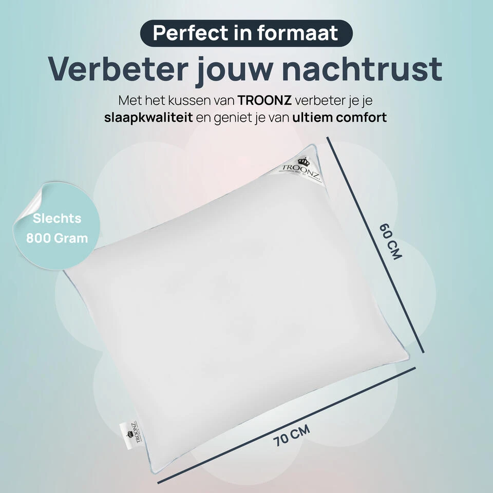 Troonz Hotel Hoofdkussen Portofino - Afmeting 60 X 70 Cm 4 Troonz Hotel Hoofdkussen Portofino - Afmeting 60 X 70 Cm - Afbeelding 2