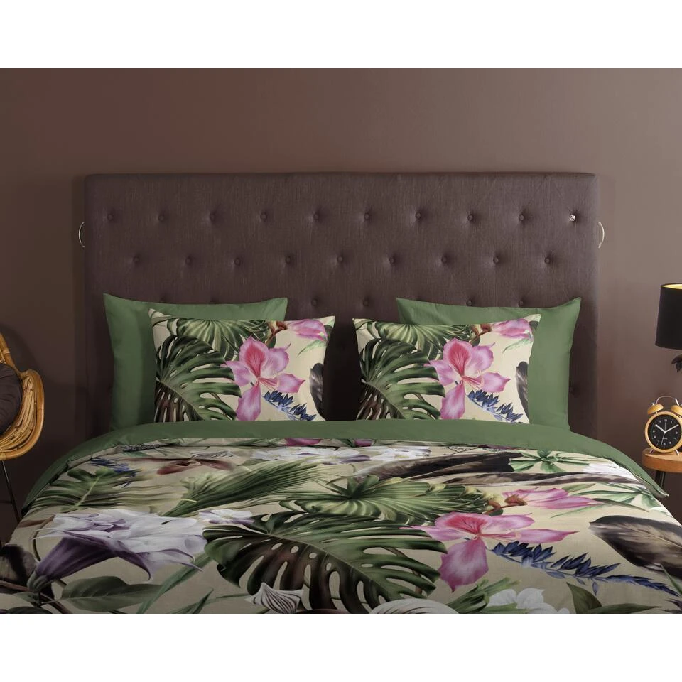 Good Morning Dekbedovertrek "bladeren" - Groen - (200x200/220 Cm) - Katoen 5 Good Morning Dekbedovertrek "bladeren" - Groen - (200x200/220 Cm) - Katoen - Afbeelding 3