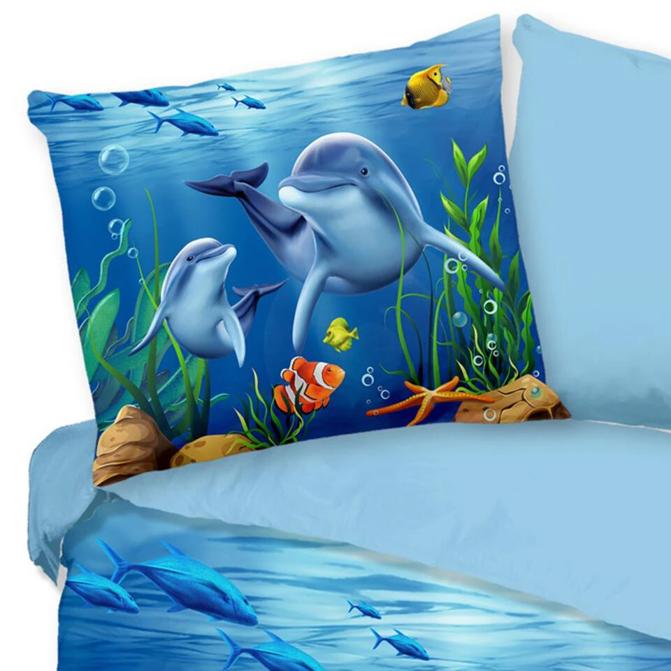Pure Dolfijn Kinderdekbedovertrek Blauw 7 Pure Dolfijn Kinderdekbedovertrek Blauw - Afbeelding 5