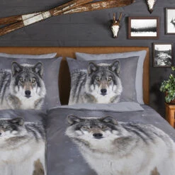 Good Morning Wolfie Flanel Dekbedovertrek Grijs-Lits-jumeaux (270 X 200/220 Cm) -Winkel Voor Premium Beddengoed 6f84a9a90cd849c2960186caaf735993 1