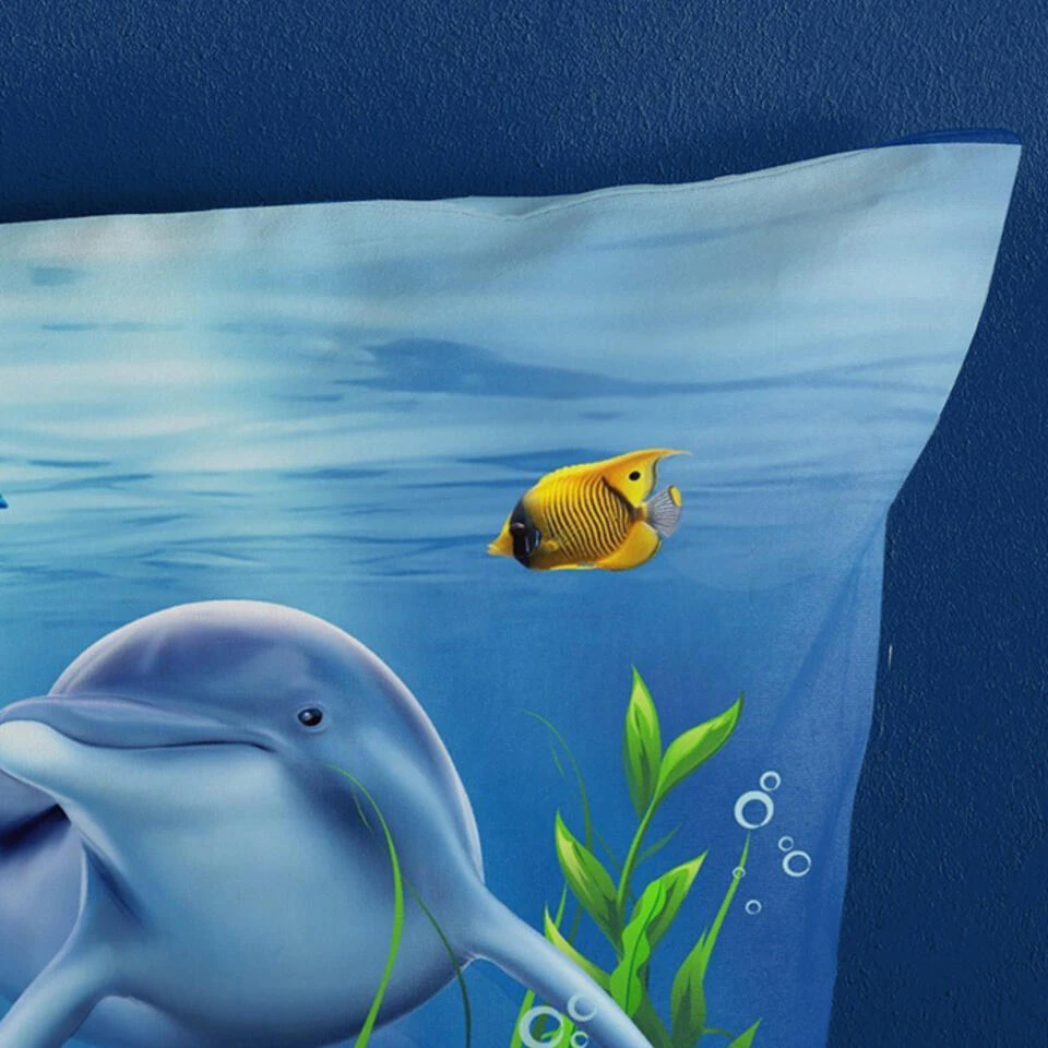 Pure Dolfijn Kinderdekbedovertrek Blauw 6 Pure Dolfijn Kinderdekbedovertrek Blauw - Afbeelding 4