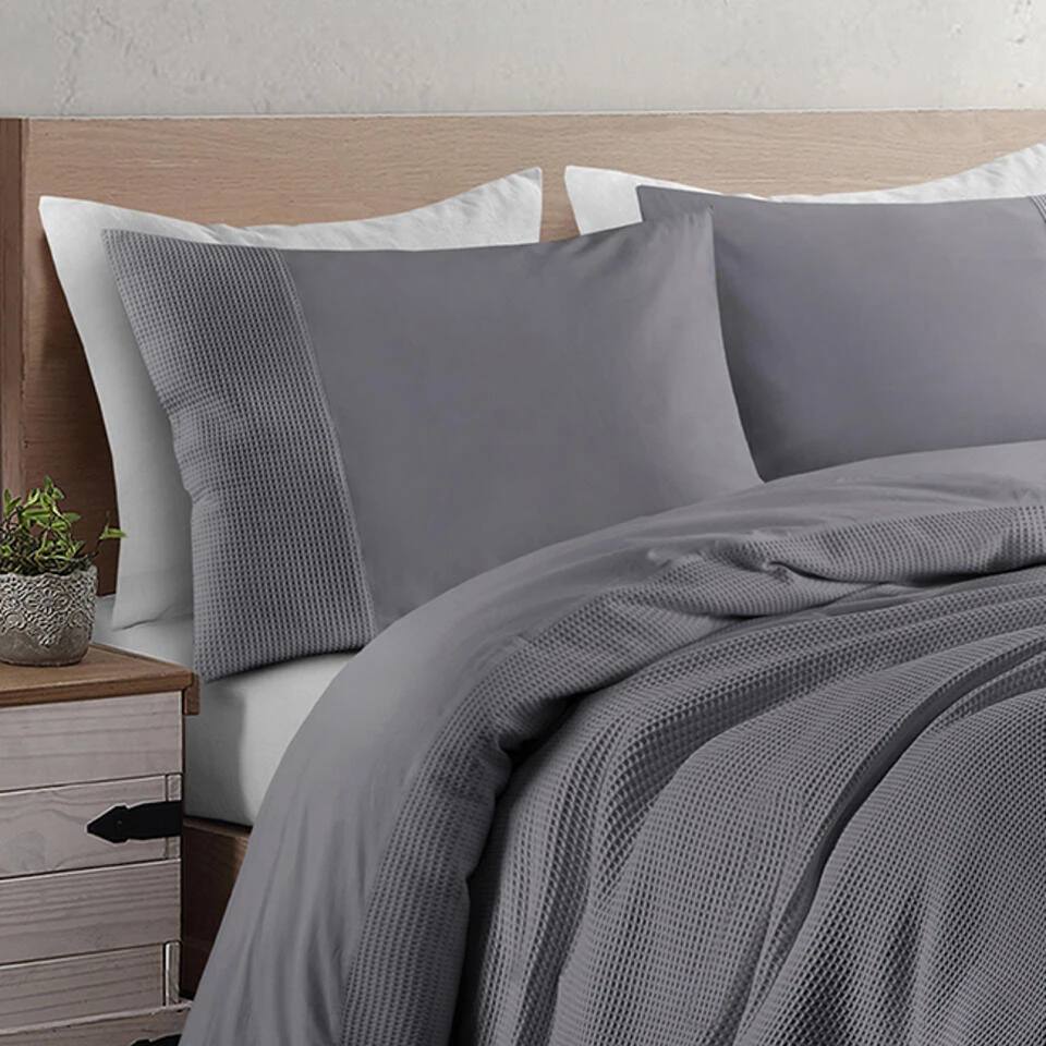 Zavelo DeLuxe Waffle Dekbedovertrek Antraciet-Lits-jumeaux (240 X 200/220 Cm) 4 Zavelo DeLuxe Waffle Dekbedovertrek Antraciet-Lits-jumeaux (240 X 200/220 Cm) - Afbeelding 2