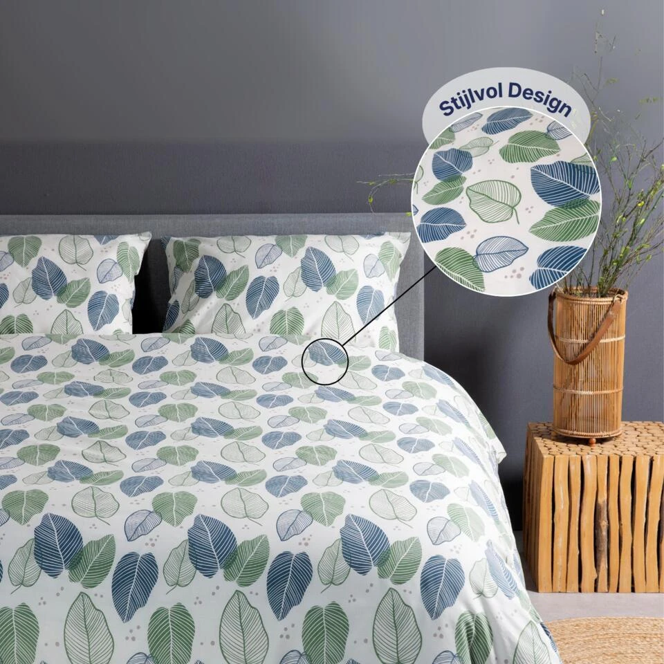 Ten Cate Katoenen Dekbedovertrek - 240x200/220 Cm - Graphic Leaves 6 Ten Cate Katoenen Dekbedovertrek - 240x200/220 Cm - Graphic Leaves - Afbeelding 4