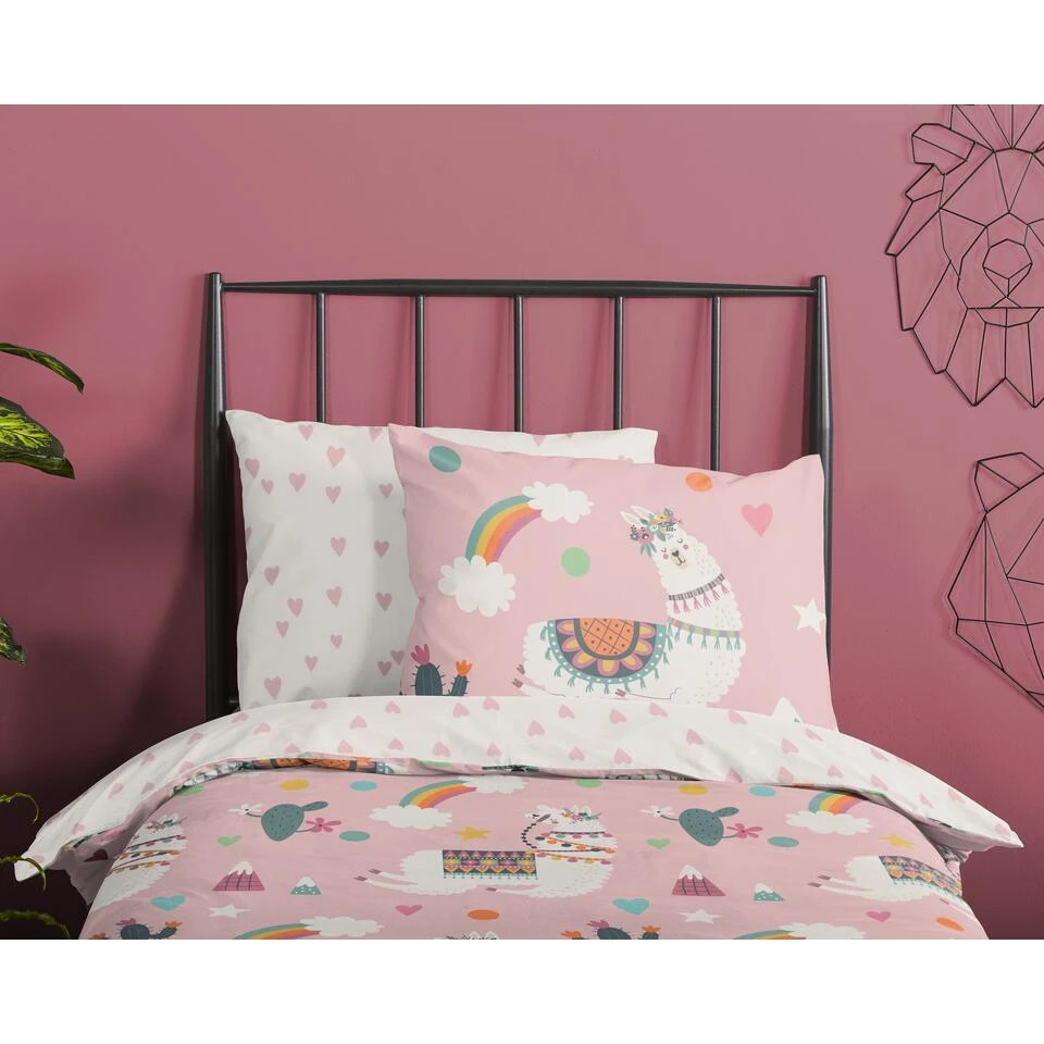 Pure Kinderdekbedovertrek "lama / Alpaca" - Roze - (140x200/220 Cm) - Microfiber 10 Pure Kinderdekbedovertrek "lama / Alpaca" - Roze - (140x200/220 Cm) - Microfiber - Afbeelding 8