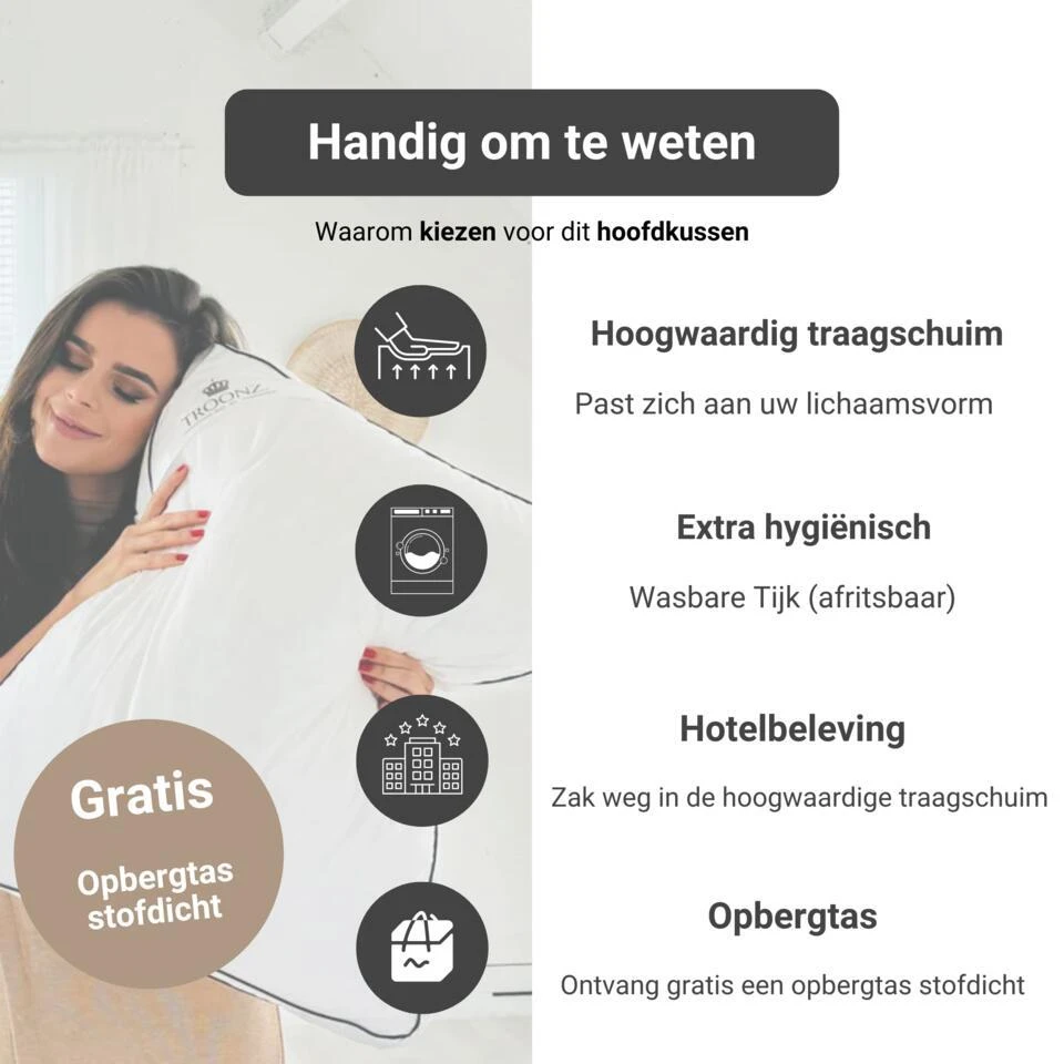 Troonz Hoofdkussen Sleepwave One - Afmeting 60x70 Cm 4 Troonz Hoofdkussen Sleepwave One - Afmeting 60x70 Cm - Afbeelding 2