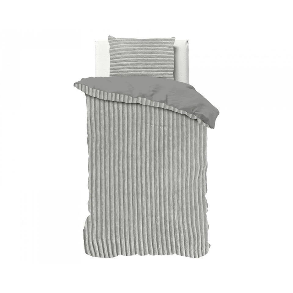 Dekbedovertrek Teddy Rib 140x220 – Fluweelzacht & Knus Design - Grijs 4 Dekbedovertrek Teddy Rib 140x220 – Fluweelzacht & Knus Design - Grijs - Afbeelding 2