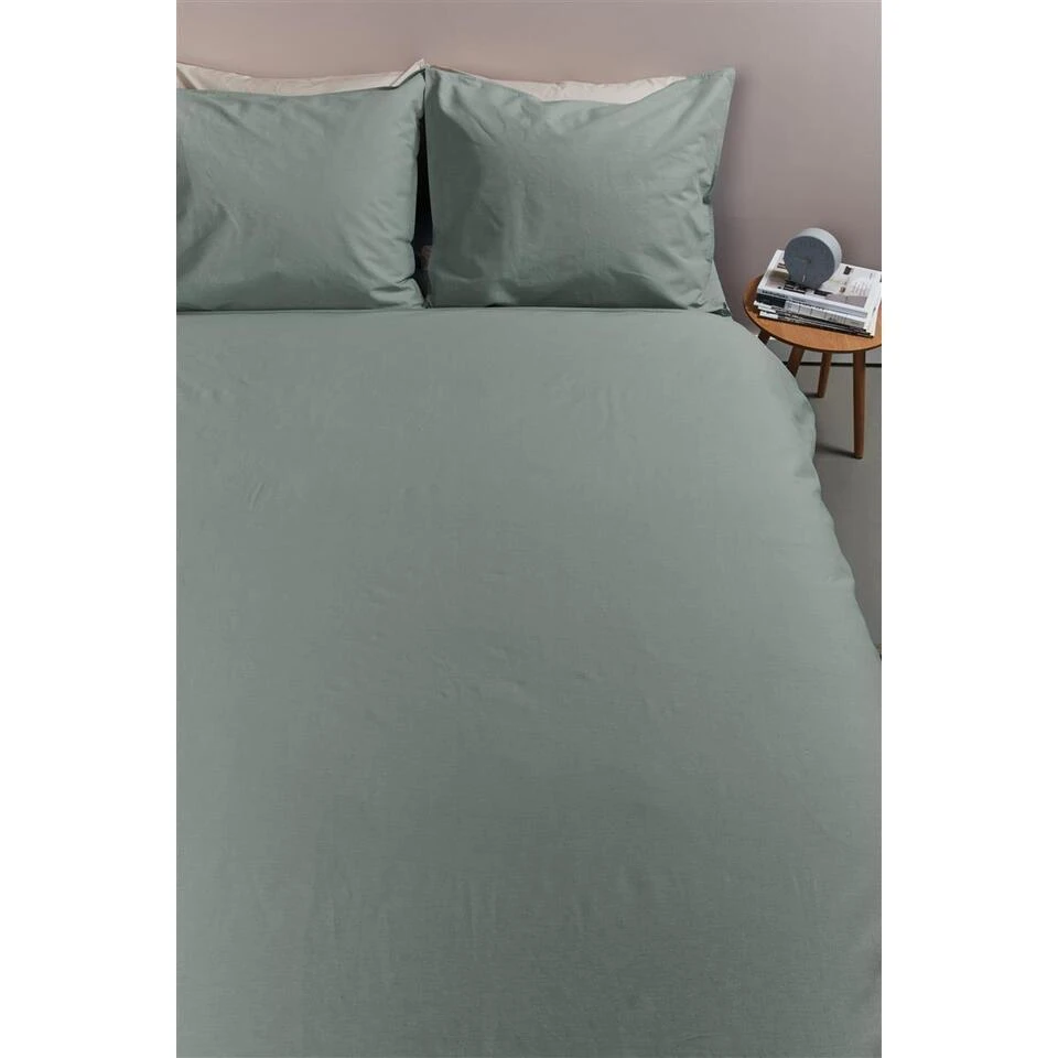 Ambiante Cotton Uni Dekbedovertrek - 260x200/220 - Groen 4 Ambiante Cotton Uni Dekbedovertrek - 260x200/220 - Groen - Afbeelding 2