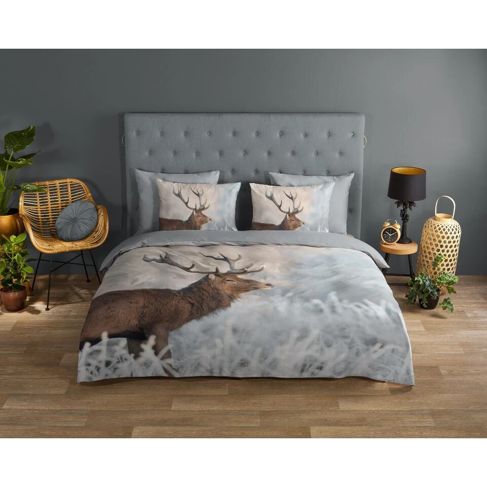 Good Morning Edelhert Dekbedovertrek Grijs-Lits-jumeaux (240 X 200/220 Cm) 4 Good Morning Edelhert Dekbedovertrek Grijs-Lits-jumeaux (240 X 200/220 Cm) - Afbeelding 2