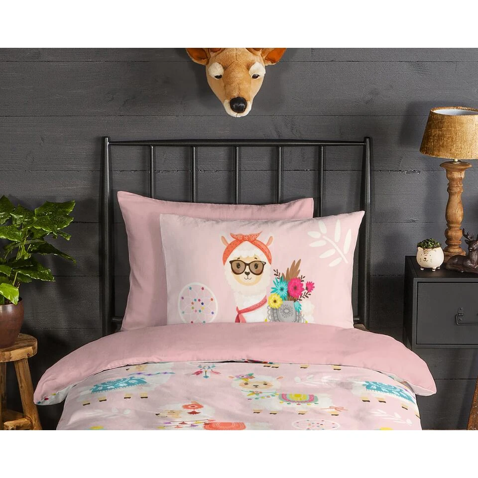 Good Morning Kinderdekbedovertrek "" - Roze - (140x200/220 Cm) - Katoen Flanel 5 Good Morning Kinderdekbedovertrek "" - Roze - (140x200/220 Cm) - Katoen Flanel - Afbeelding 3