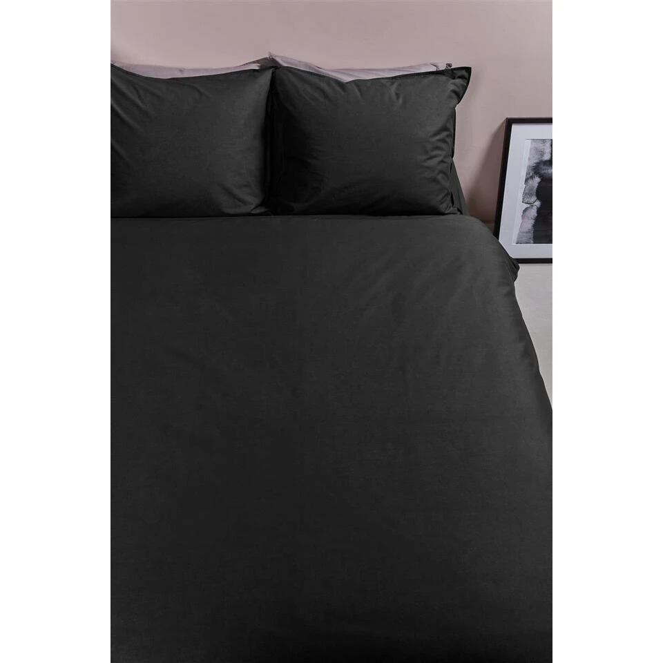 Ambiante Cotton Uni Dekbedovertrek - 260x200/220 - Zwart 4 Ambiante Cotton Uni Dekbedovertrek - 260x200/220 - Zwart - Afbeelding 2